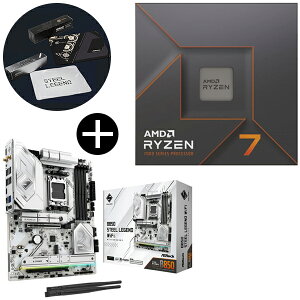 yKiz AMD Ryzen7 7700X W/O Cooler CPU + ASRock B850 Steel Legend WiFi ATX}U[{[h + ASRockIWi}EXpbh Zbg