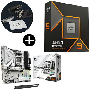 AMD Ryzen 9 9900X W/O Cooler WOF (12C/24TA4.4GHzA120W) CPU + ASRock B850M Steel Legend WiFi Micro-ATX}U[{[h + ASRockIWi}EXpbh Zbg