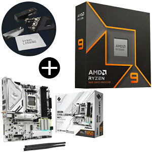 AMD Ryzen 9 9950X W/O Cooler WOF (16C/32TA4.3GHzA170W) CPU + ASRock B850M Steel Legend WiFi Micro-ATX}U[{[h + ASRockIWi}EXpbh Zbg