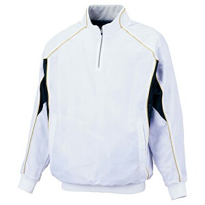 【エントリーでP10倍!24日20:00-27日9:59】 ゼット 野球ウエア 中綿ハーフジップジャンパー ホワイト×ブラク L BOV450A 1119 ZETT