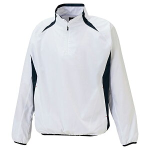 ゼット 野球ウエア 長袖ハーフジップジャンパー ホワイト/ネイビーA L BOV335 1129A ZETT