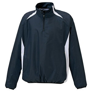 ゼット 野球ウエア 長袖ハーフジップジャンパー ネイビー/ホワイトA M BOV335 2911A ZETT