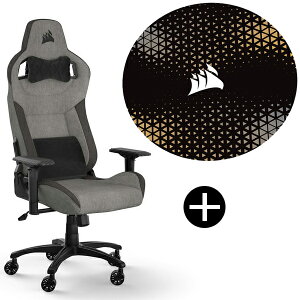 Corsair T3 RUSH Gray/Charcoal V2 (CF-9010056-WW) �O���[/�`���R�[�� �Q�[�~���O�`�F�A + Corsair�`�F�A�}�b�g �Z�b�g