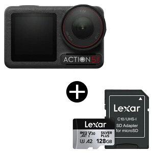 DJIOsmoAction5ProX^_[hR{ + LEXAR LMSSIPL128G-BNANG Professional SILVER PLUS microSDXC UHS-I }CNSDJ[h 128GB Zbg
