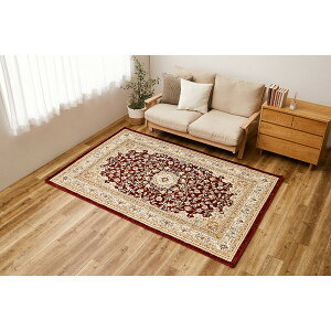 240640013 エジプト製 メダリオン柄のウィルトン織ラグ バハレイヤ 230×330 レッド 萩原 メーカー直送