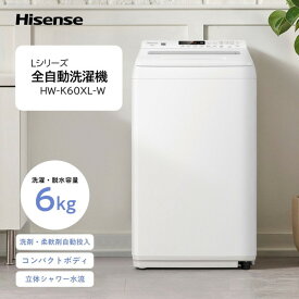 洗濯機 6kg ハイセンス Hisense HW-K60XL-W ホワイト 白 乾燥機能 自動投入 簡易乾燥機能付洗濯機 6.0kg 6キロ エクプラ特選 ひとり暮らし 一人暮らし 乾燥【KK9N0D18P】