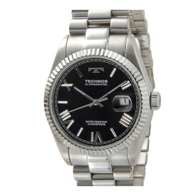 腕時計 時計 TECHNOS テクノス TSM921SB SS ブレス クォーツ シルバー ブラック 黒 メンズ ウォッチ 誕生日 新生活 クリスマス 父の日 プレゼント ギフト