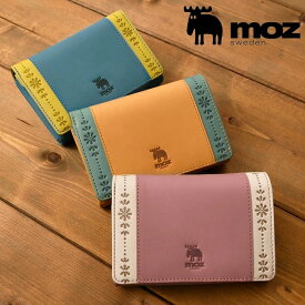 moz モズ 短財布 二つ折り財布レディース花モチーフ柄 flowerシリーズ エルク ヘラジカスウェーデンモズウォレット 86065