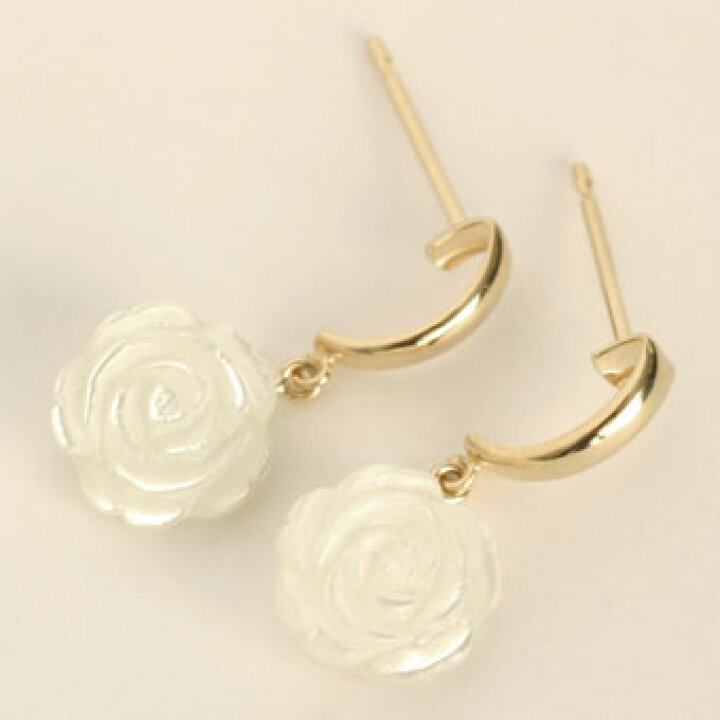楽天市場】白蝶貝ピアス 薔薇 バラ K18 ゴールド 白蝶貝 ピアス