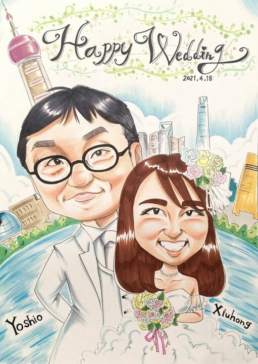 似顔絵プレゼント「カリカチュア」誕生日プレゼント 女性 おしゃれ 男性 女友達 ギフト 40代 彼氏 男性 結婚記念 おもしろ ユニーク 子供 サプライズ 母 50代 家族 彼女 男の子 父 名前入り 30代 名前入り 父の日 母の日 結婚式 バレンタイン ホワイトデー クリスマス