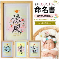 命名書 おしゃれ 用紙 代筆 命名用紙 命名紙 かわいい 手書き 額 出産祝い 男の子 女の子 誕生日 記念日 …