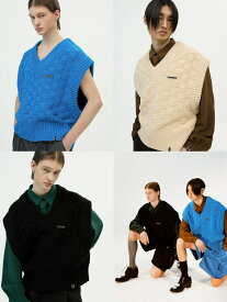 正規品【 ESC STUDIO v-neck knit vest and brooch 】 イーエスシースタディオ ベスト ニット ニットベスト ニットアイテム Pressing pressing プレッシング プレッシングウェブショップ