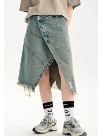 正規品 【 TGNS water washed denim skirts 】 ツーガンズ ウオーターウォッシュデニムスカート スカート デニム デニムスカート ミディ丈 膝丈 ウォッシュ加工 ダメージ加工 Pressing pressing プレッシング プレッシングウェブショップ vandy the pink tripp nyc unknown