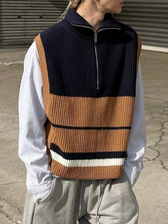 楽天市場】正規品【 Chikashitsu + half zip design vest (3color 