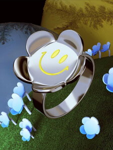 ���K�i�y LURS LURS Fluorescent smiley flower ring �z ���[�X �A�N�Z�T���[ �����O �w�� �V���o�[ ���� �����u�����h �����t�@�b�V���� ���h �X�g���[�g BTS EXO K-POP �A�C�h�����p �����O �w�� Pressing pressi