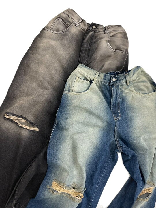 楽天市場】正規品 【 Chikashitsu + vintage wash damage denim pants 