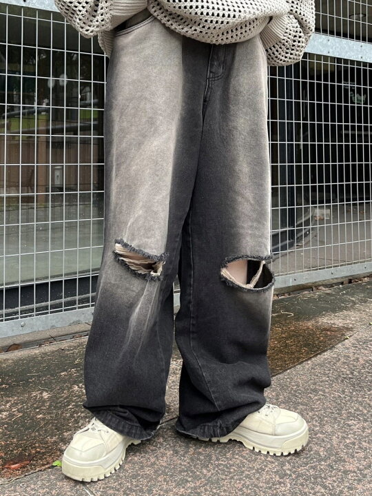 楽天市場】正規品 【 Chikashitsu + vintage wash damage denim pants 