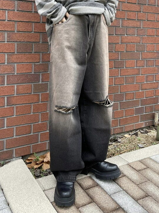 楽天市場】正規品 【 Chikashitsu + vintage wash damage denim pants 