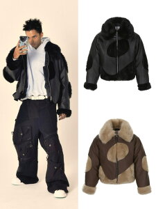 ���K�i�y SURGERY leather layered fur jacket �z �T�[�W�F���[ �W���P�b�g �W�b�v�A�b�v �H�D �A�E�^�[ �w�r�[�A�E�^�[ �~�� �H�� �W�����p�[ �W�����o�[ �W�b�v�W���P�b�g �u���]�� �t�@�[�W���P�b�g