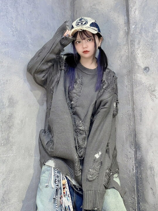 楽天市場】正規品【 XU design damage knit 3 (2color) 】 エックス 