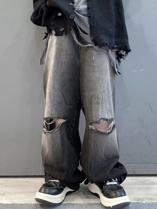 楽天市場】正規品 【 XU vintage wash damage denim pants (2color  