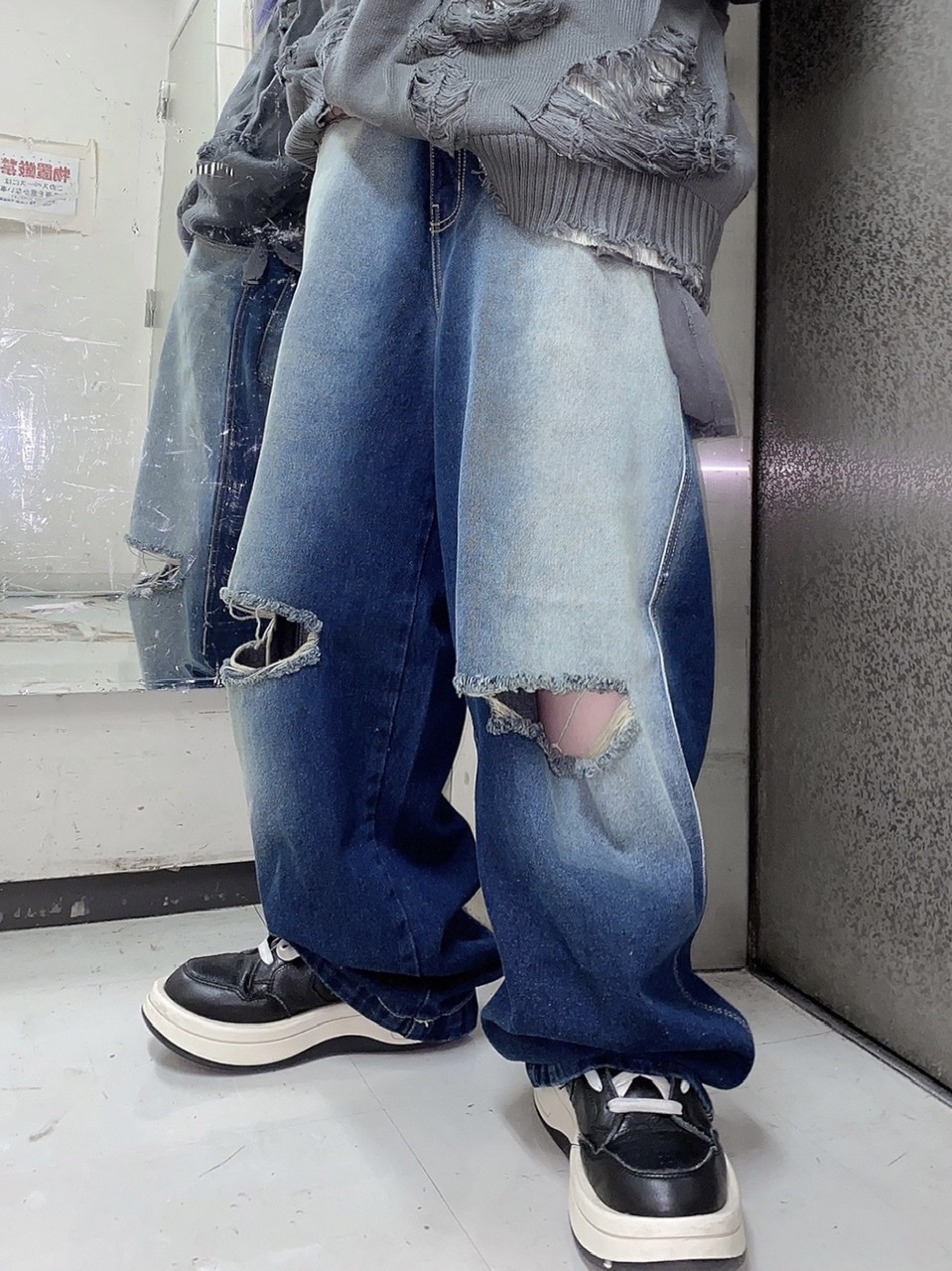 楽天市場】正規品 【 XU vintage wash damage denim pants (2color