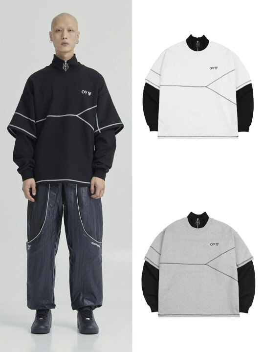 楽天市場】正規品【 OY LAYERED COVER STITCH ZIPPER POLA LONG SLEEVE 