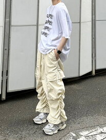 正規品 【 Chikashitsu + oversized gather cargo pants (3color) 】 チカシツプラス オーバーサイズドギャザーカーゴパンツ デザインパンツ カーゴパンツ ギャザー パンツ ボトムス Pressing pressing プレッシング プレッシングウェブショップ vandy the pink tripp nyc