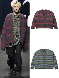 正規品【 AJOBYAJO Gradation Cardigan 】 アジョバイアジョ トップス カーディガン 総柄 総柄トップス ライン 羽織り 長袖 長袖トップス Pressing pressing プレッシング プレッシングウェブショップ