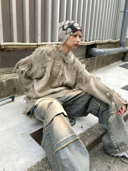 楽天市場】正規品【 XU design damage knit 4 】 エックスユー  