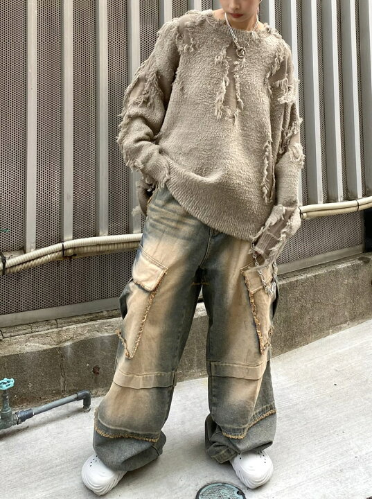 楽天市場】正規品【 XU grunge denim cargo pants (2color)】 エックス 