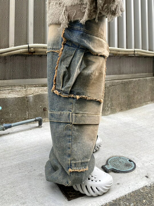 楽天市場】正規品【 XU grunge denim cargo pants (2color)】 エックス 