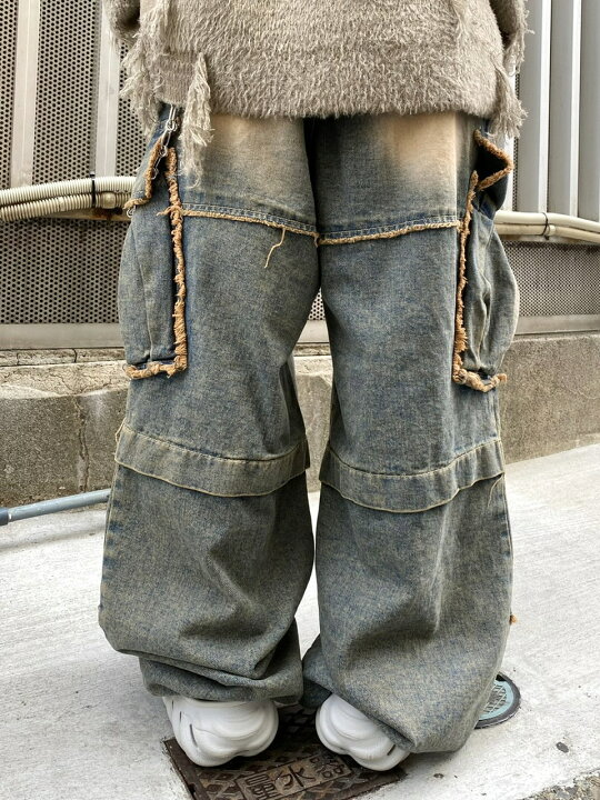 楽天市場】正規品【 XU grunge denim cargo pants (2color)】 エックス 