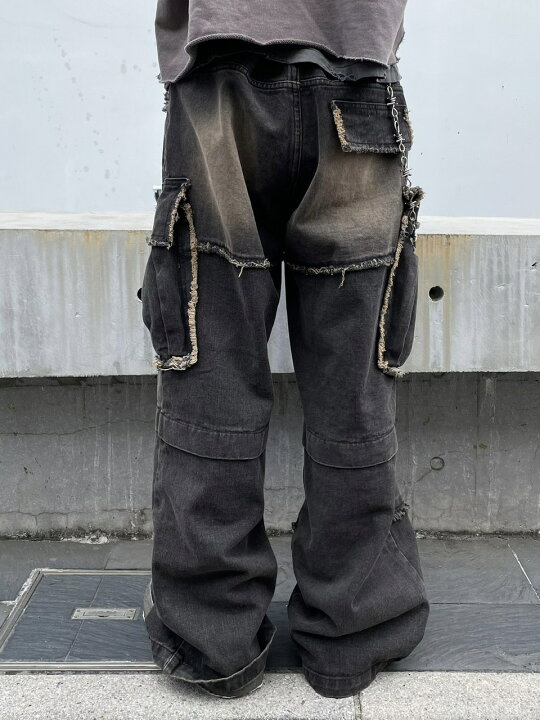 楽天市場】正規品【 XU grunge denim cargo pants (2color)】 エックス 