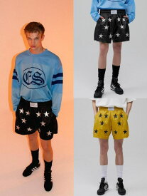 正規品【 ESC STUDIO star boxing shorts 】 イーエスシースタディオ ボトムス ボトム パンツ ボクシング ボクシングショーツ ショートパンツ ハーフパンツ ショート丈 ミニ丈 カラーパンツ Pressing pressing プレッシング プレッシングウェブショップ