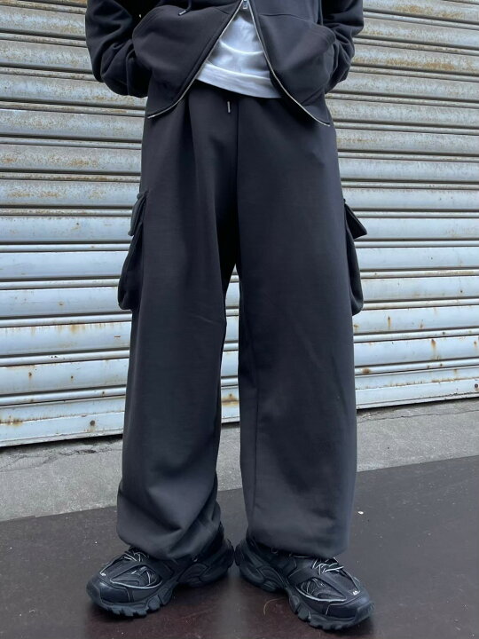 楽天市場】正規品【 Chikashitsu + set up wide cargo sweat pants 