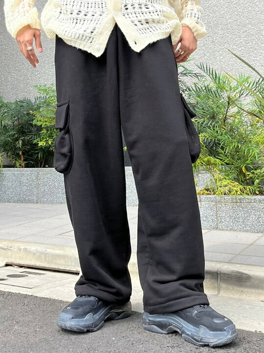 楽天市場】正規品【 Chikashitsu + set up wide cargo sweat pants 