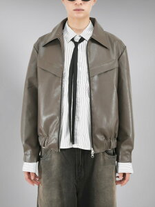 ���K�i�y Chikashitsu + leather design jacket (2color) �z �`�J�V�c�v���X �W���P�b�g �A�E�^�[ ���U�[�W���P�b�g �t�F�C�N���U�[ ���U�[�A�C�e�� �f�U�C���W���P�b�g �H�D�� �H�� �~�� �t�� Pressing pressi