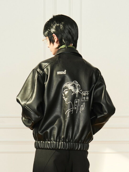 楽天市場】正規品 【 MODITEC Embroidered locomotive leather jacket  