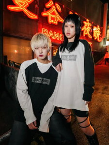 ���K�i�y Bizarre Maiden rhinestone logo raglan tee (2color) �z�r�U�[�����C�f�� �g�b�v�X �����O�X���[�u ����T ���O����T ���S ���� �����g�b�v�X Pressing pressing �v���b�V���O �v���b�V���O�E�F�u�V���b