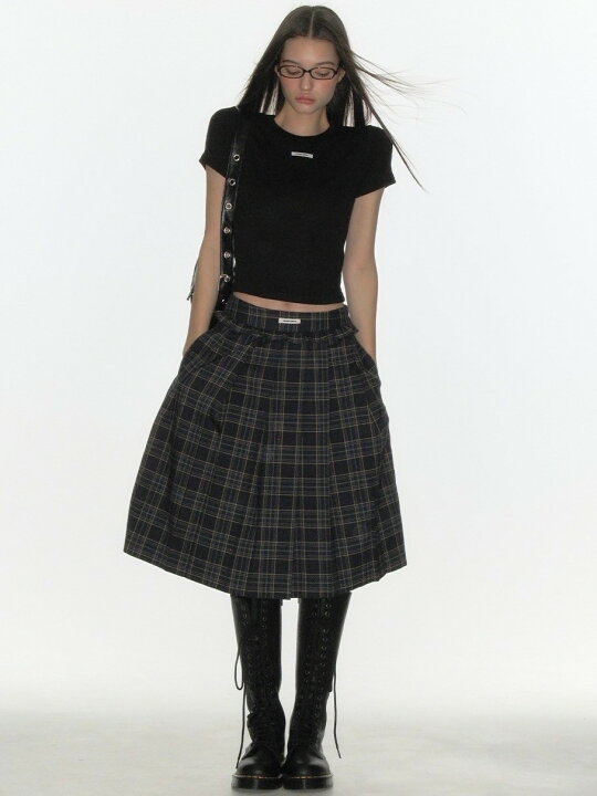 楽天市場】正規品【 CRANK CHECK FRILL PLEATS MIDI SKIRT 】 クランク 