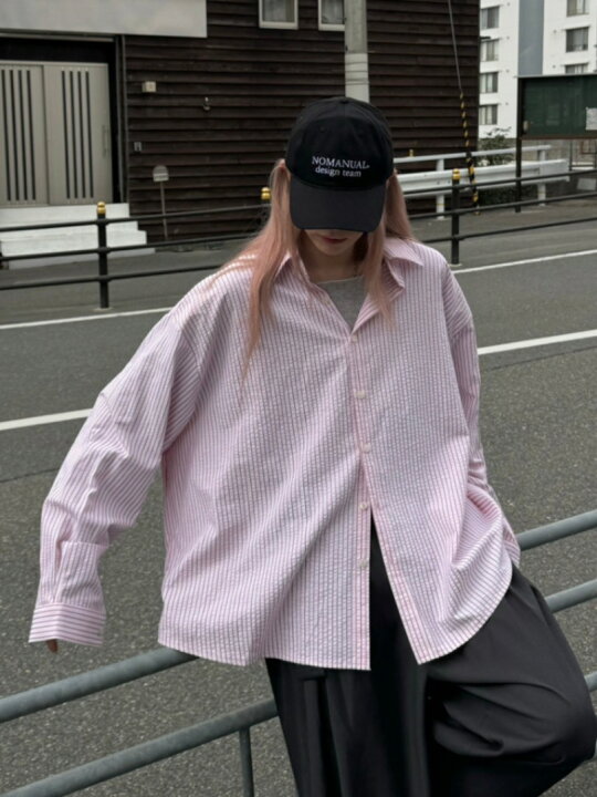 楽天市場】正規品 【 Chikashitsu + oversized box stripe shirt 