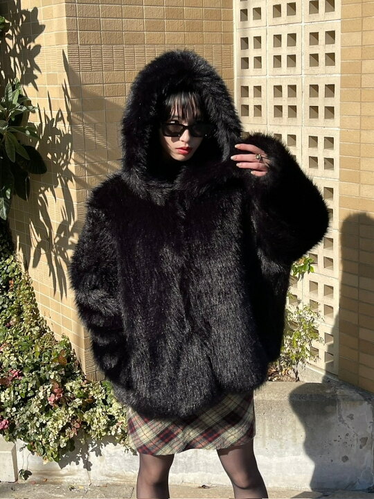 楽天市場】受注制【Chikashitsu +】hooded cropped fur blouson : Pressing