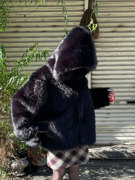 楽天市場】受注制【Chikashitsu +】hooded cropped fur blouson : Pressing