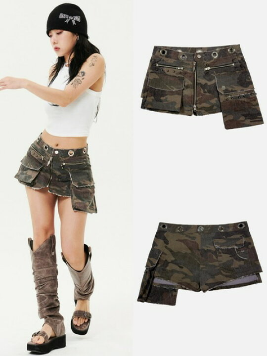 楽天市場】正規品【HOLY NUMBER 7 Camouflage Pocket Mini Skirt 