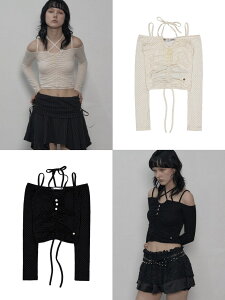 ���K�i�ySETUP-EXE DOT OFF-SHOULDER TOP�z�I�t�V�����_�[�g�b�v�X �o�b�N���{�� �����g�b�v�X ����T�V���c �t�F�~�j�� �K�[���[ Y2K