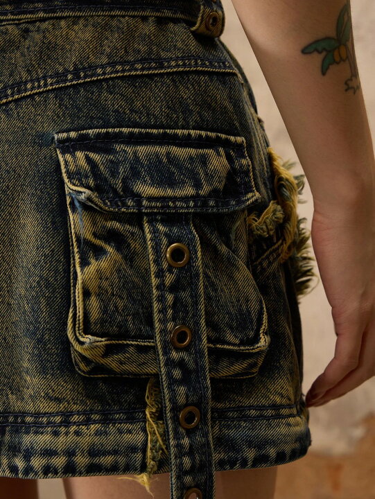 楽天市場】正規品【PERSONSOUL Three-Stage Maxi Denim Skirt】韓国 