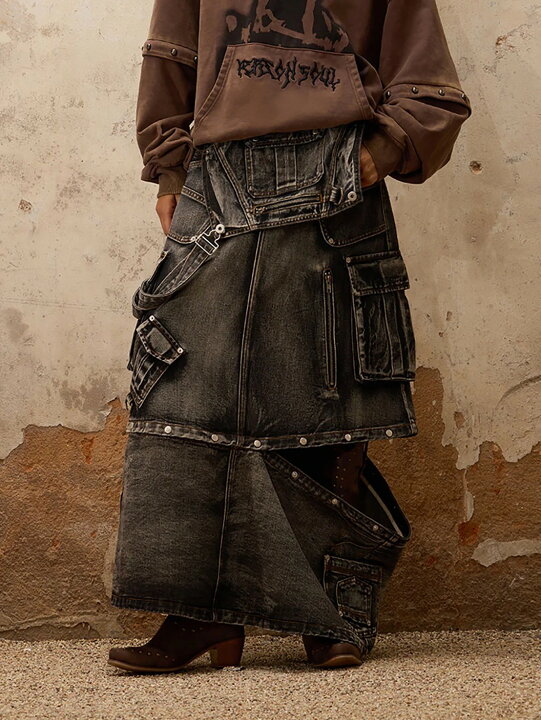 楽天市場】【SALE】正規品【PERSONSOUL Maxi Denim Dungarees Skirt 
