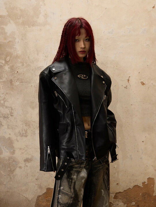 楽天市場】正規品【PERSONSOUL Racing Faux-Leather Jacket】レザー 