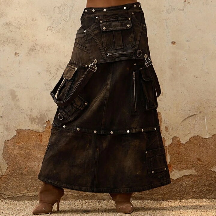 楽天市場】正規品【PERSONSOUL Mud Maxi Denim Dungarees Skirt】韓国  